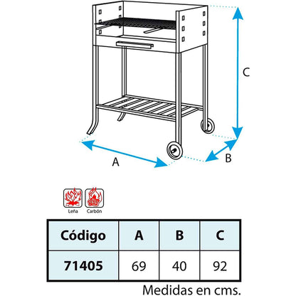Barbacoa con ruedas y Parrilla Cincada 69x40x92 cm Imex el Zorro
