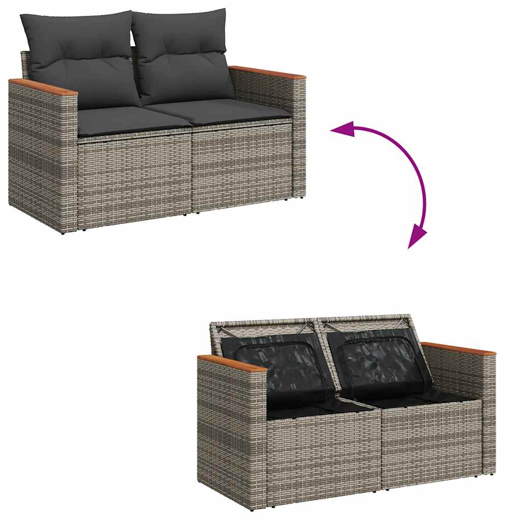 Set De Muebles De Jardín 6 Pzas Y Cojines Ratán Sintético Gris / Vetonek_4