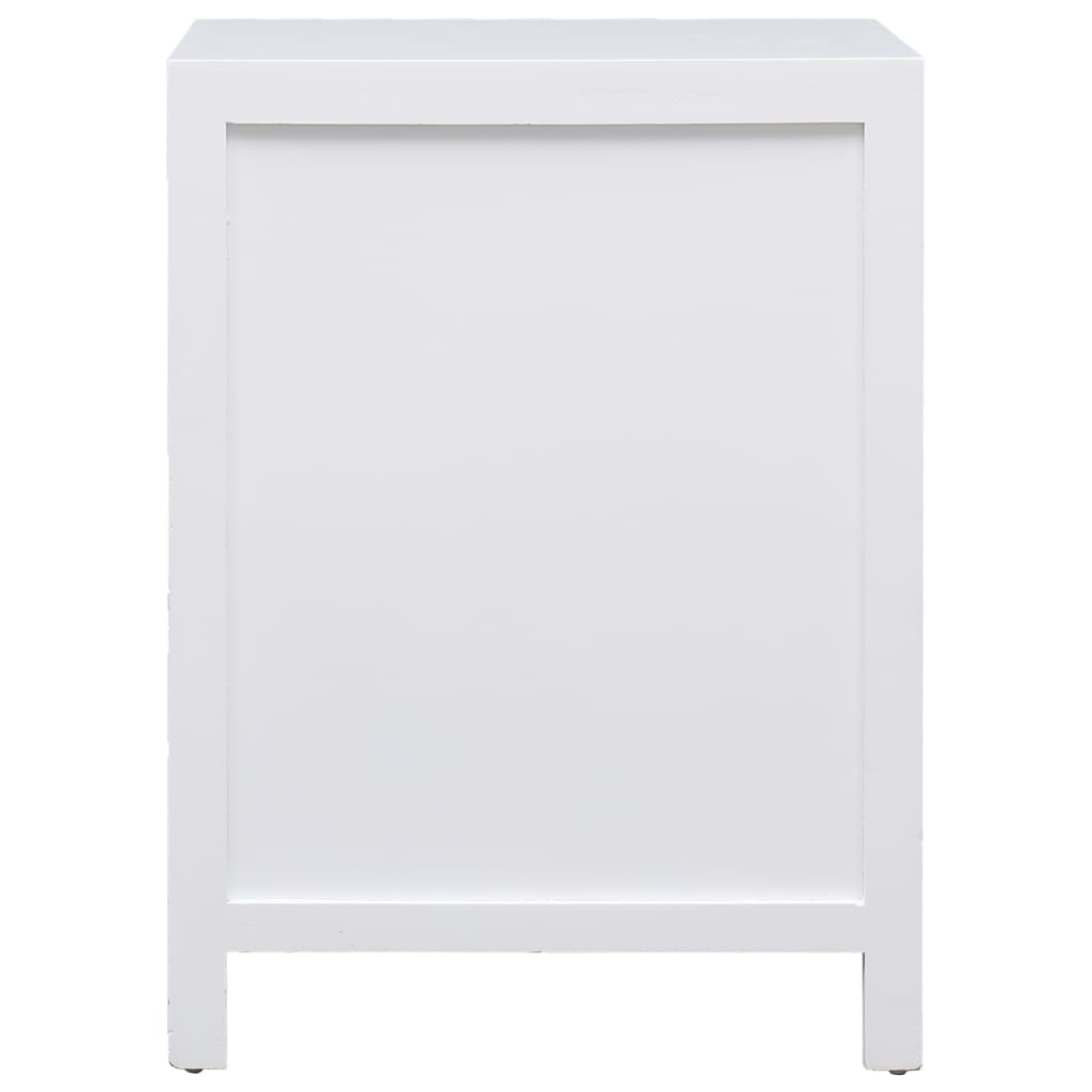 Mesita De Noche Madera De Paulownia Blanco 38x28x52 Cm_1