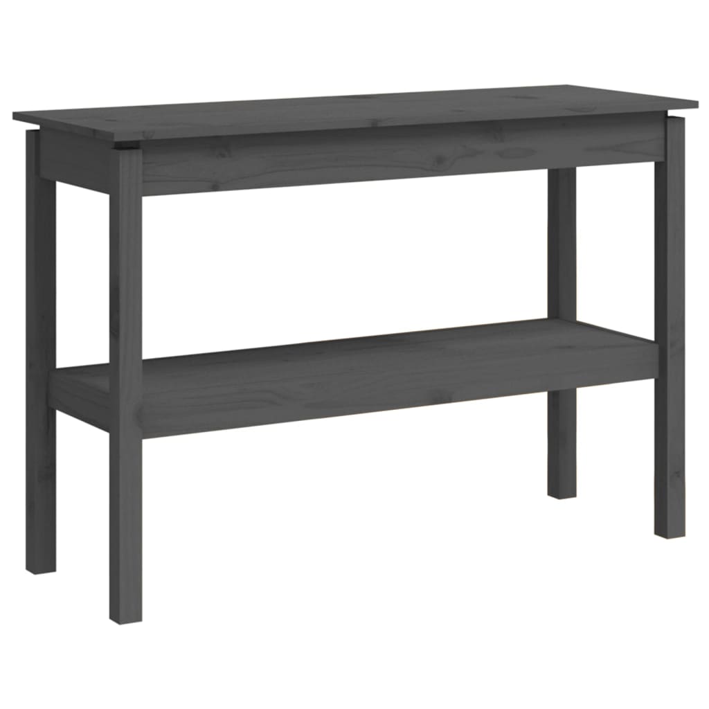 Mesa Consola Madera Maciza De Pino Gris 110x40x75 Cm_0