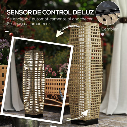 Outsunny Lámpara Solar De Jardín De Ratán Sintético Con Luces Led 21x21x78 Cm_5