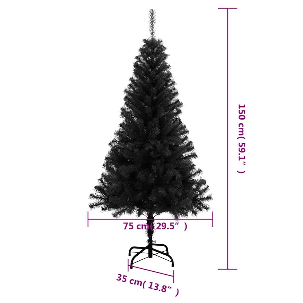 Vidaxl Árbol De Navidad Artificial Con Soporte Pvc Negro 150 Cm_2