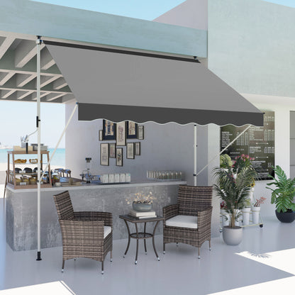 Outsunny Toldo Manual Retráctil 300x150x170-280 Cm Con Altura Ajustable Gris_4