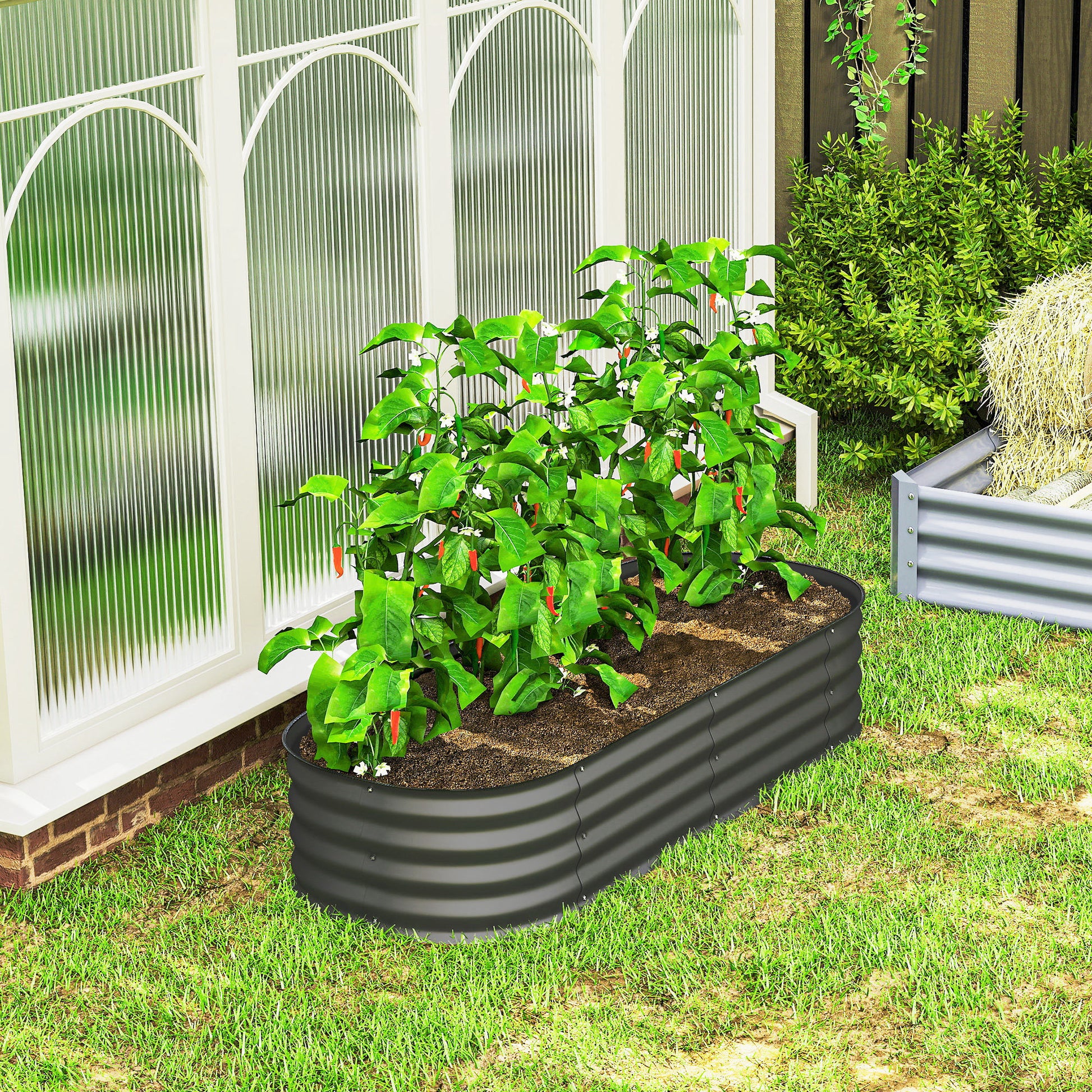 Outsunny Jardinera Exterior Grande De Acero Galvanizado Con Bordes De Seguridad_4