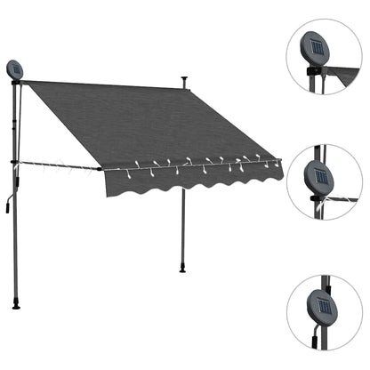 Toldo Manual Retráctil Con Led Gris Antracita 150 Cm_2