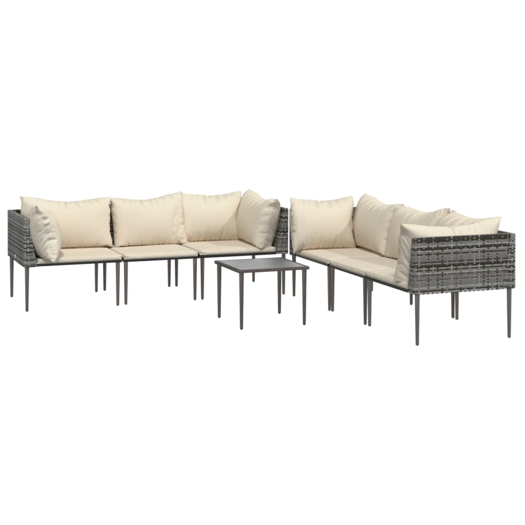 Vidaxl Set De Muebles De Jardín 7 Pzas Y Cojines Ratán Sintético Gris_0