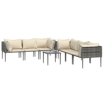Vidaxl Set De Muebles De Jardín 7 Pzas Y Cojines Ratán Sintético Gris_0