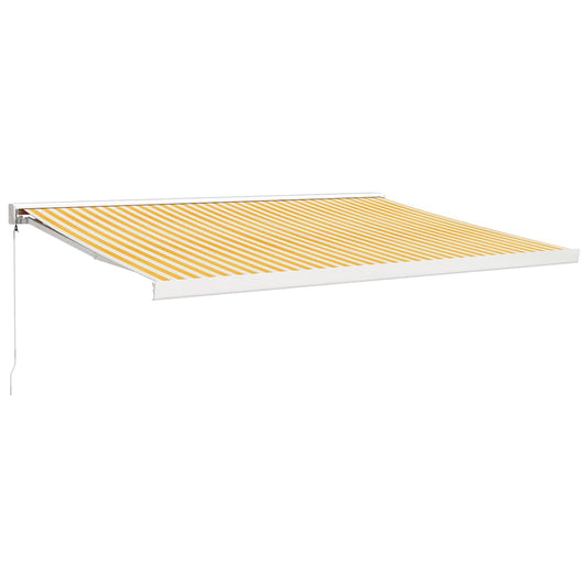 Toldo Retráctil Aluminio Y Tela Amarillo Y Blanco 4x3 M_0