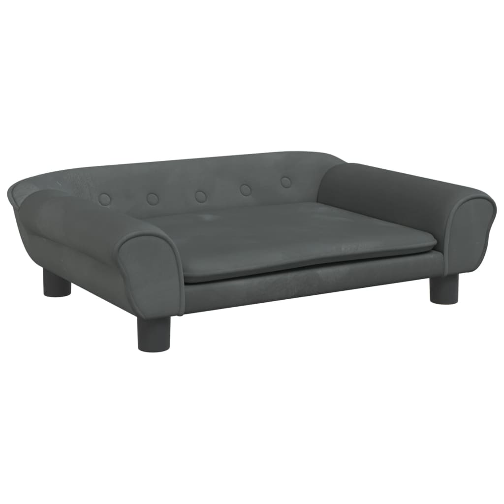 Cama Para Perros De Terciopelo Gris Oscuro 70x48x22 Cm / Vetonek_1
