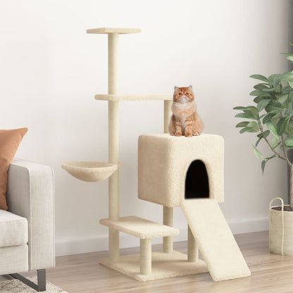 Vidaxl Rascador Para Gatos Con Postes De Sisal Color Crema 130,5 Cm_1