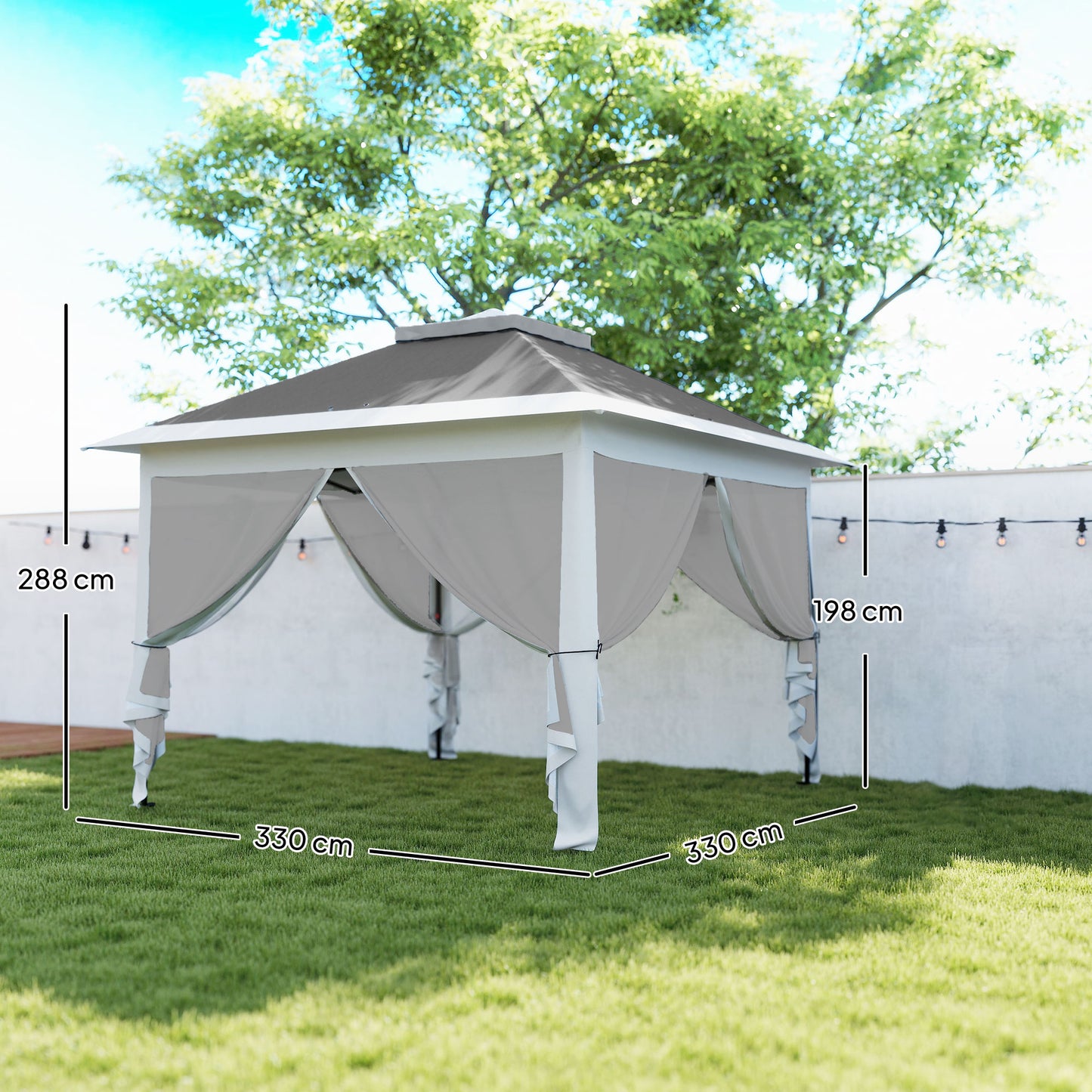 Outsunny Carpa Plegable 3,3x3,3 M Pop-up Altura Ajustable Doble Techo Anti-uv_2