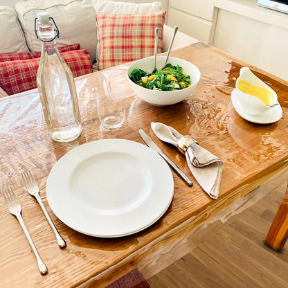 Mantel Hule Rectangular Transparente. Impermeable Antimanchas Pvc 140 Cm. X 20 Metros. Rollo Recortable. Interior Y Exterior_1