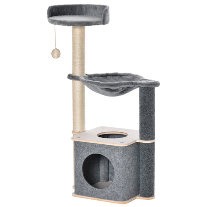Pawhut Árbol Rascador De Gato Con Hamaca Plataformas Cueva Poste Para Rascar_0