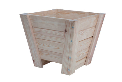 Macetero Abril Cuadrado De Madera Natural De 60 X 60 X 52 Cm 10° 90l, Para Interior, Incluye Bolsa Geotextil..