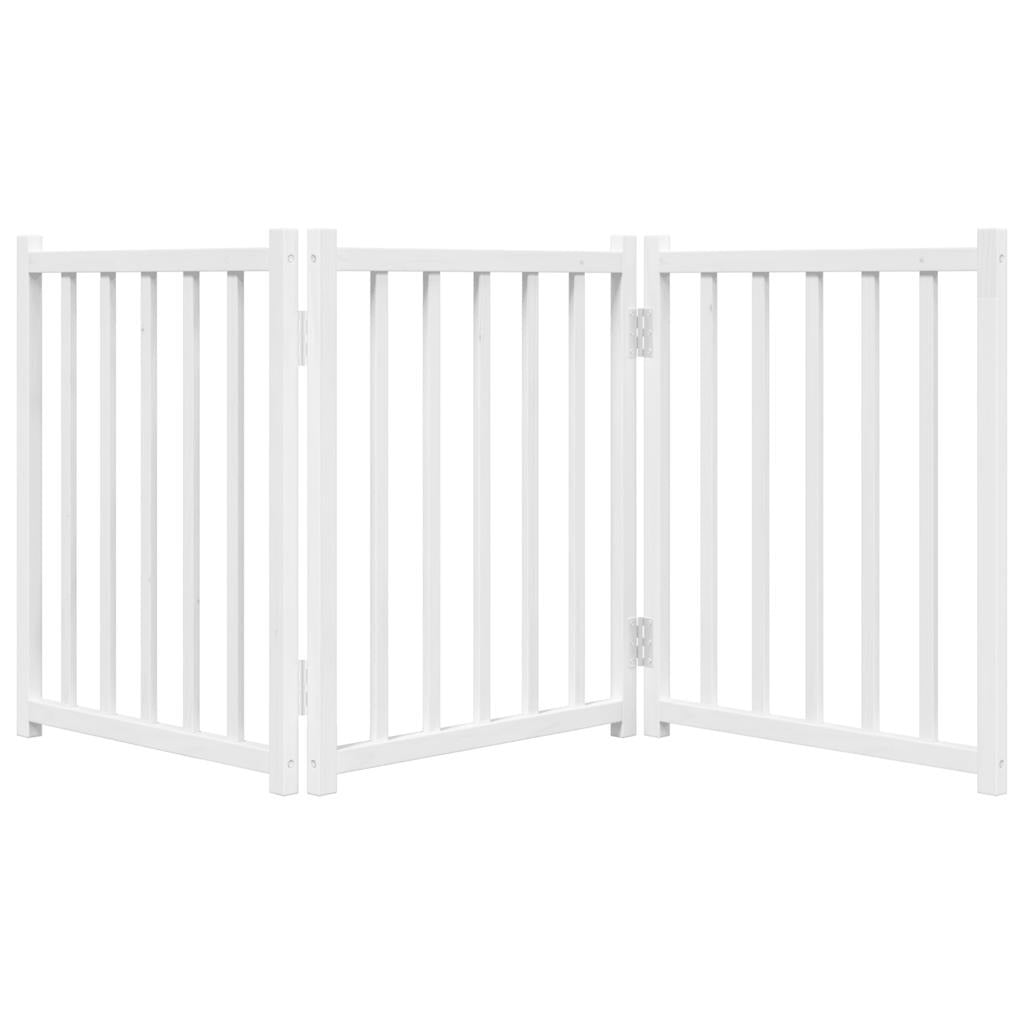 Vidaxl Puerta De Perros Plegable 3 Paneles Madera Abeto Blanco 150 Cm_3