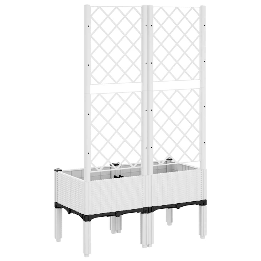 Jardinera Con Enrejado Pp Blanco 80x40x142 Cm_4