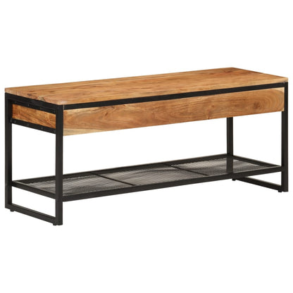 Banco Zapatero De Madera Maciza De Acacia Y Hierro 110x35x45 Cm / Vetonek_2