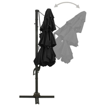 Vidaxl Sombrilla Jardín De 4 Niveles Con Palo De Aluminio Negro 3x3 Cm_4