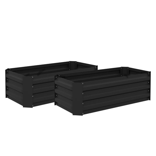 Outsunny Juego De 2 Jardineras Exterior Grandes De Acero Galvanizado_0