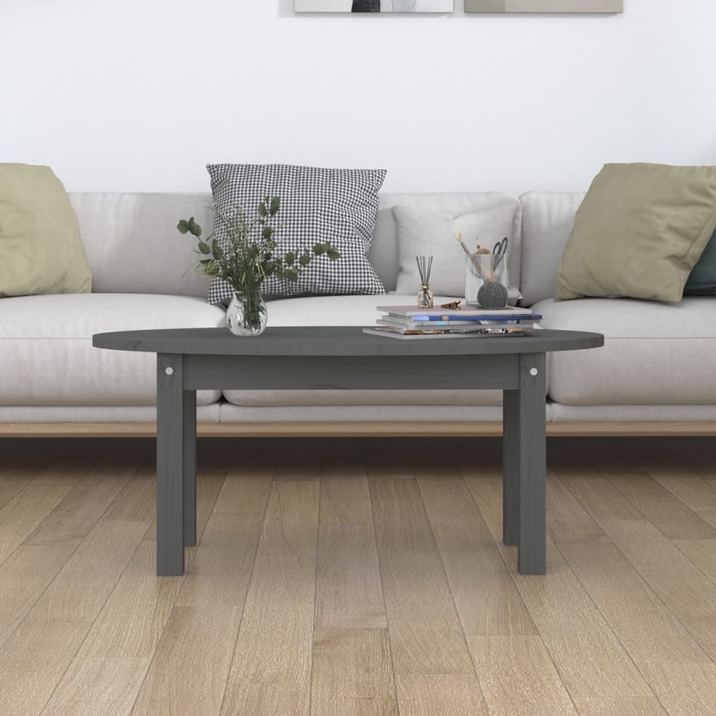 Mesa De Centro De Madera Maciza De Pino Gris 80x40x35 Cm_1