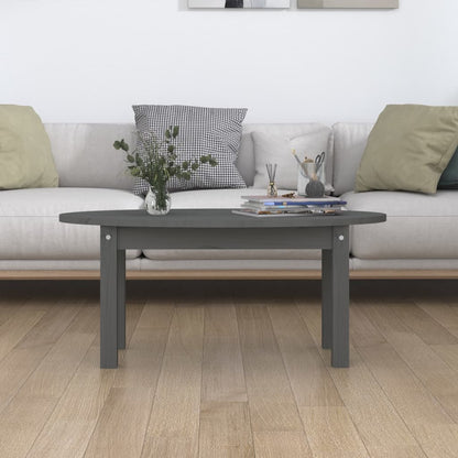 Mesa De Centro De Madera Maciza De Pino Gris 80x40x35 Cm_1