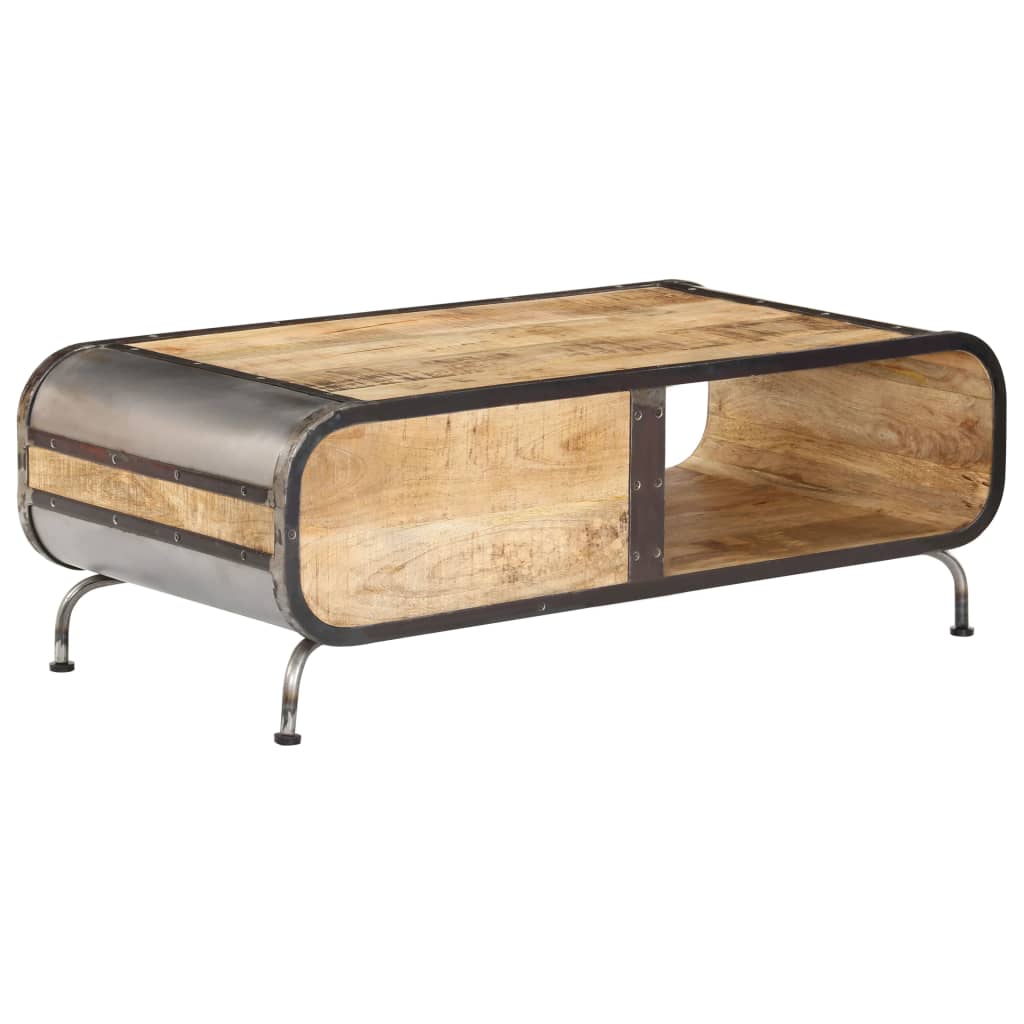 Mesa De Centro Madera Maciza De Mango 100x50x35 Cm_1