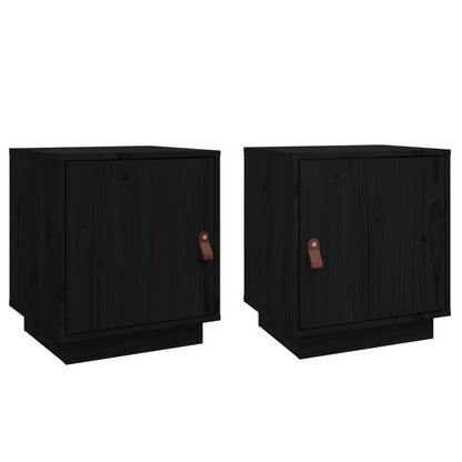 Mesitas De Noche 2 Uds Madera Maciza De Pino Negro 40x34x45 Cm_0