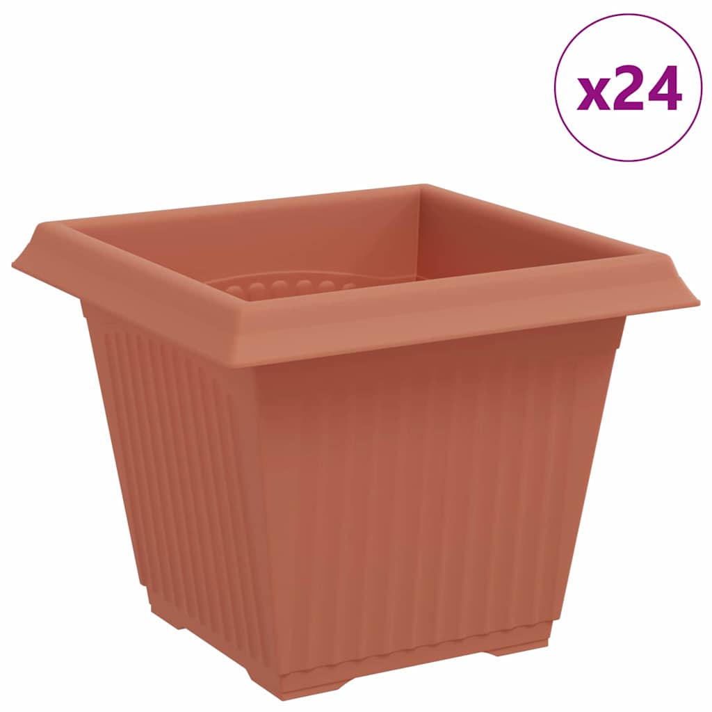 Maceta Cuadrada Para Flores 24 Uds. Rojo Ladrillo Plástico_0
