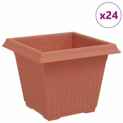 Maceta Cuadrada Para Flores 24 Uds. Rojo Ladrillo Plástico_0