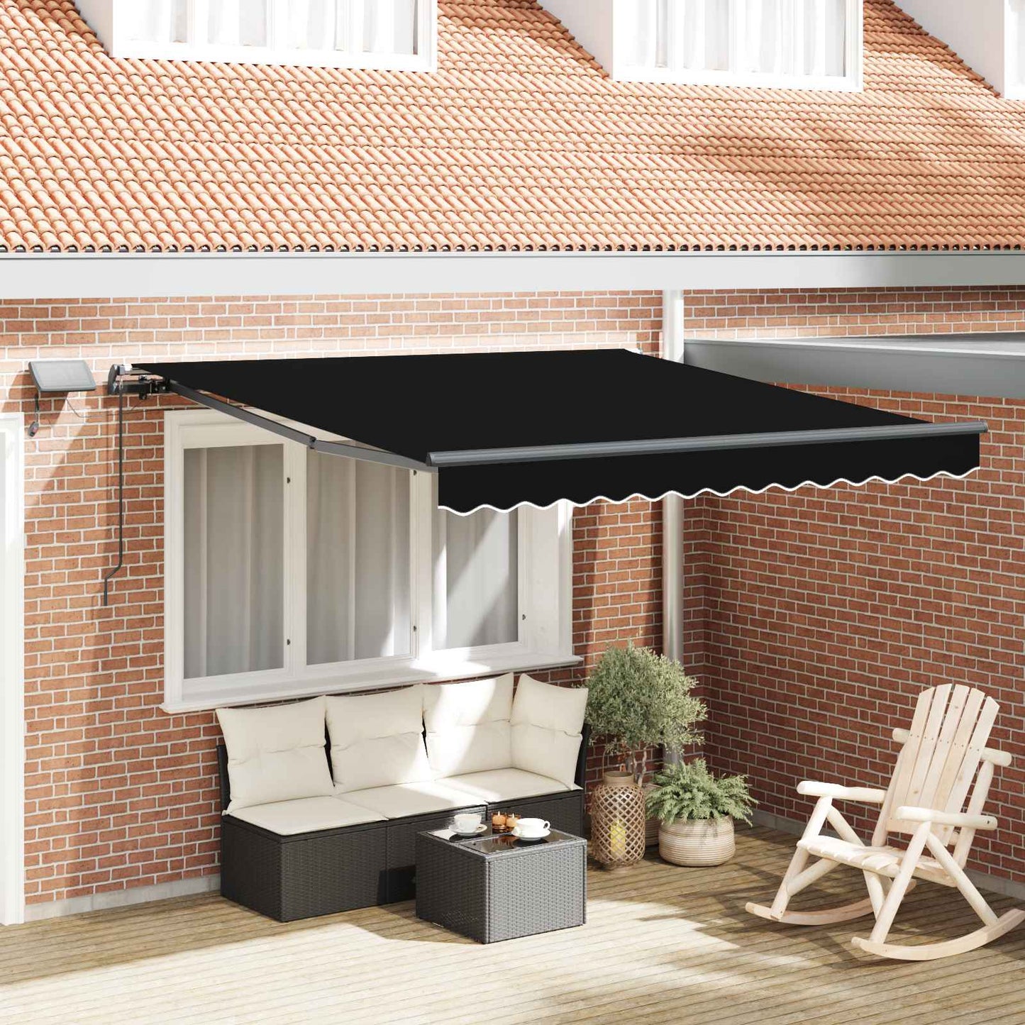Toldo Retráctil Negro 300 X 250 Cm Tela Y Aluminio_1