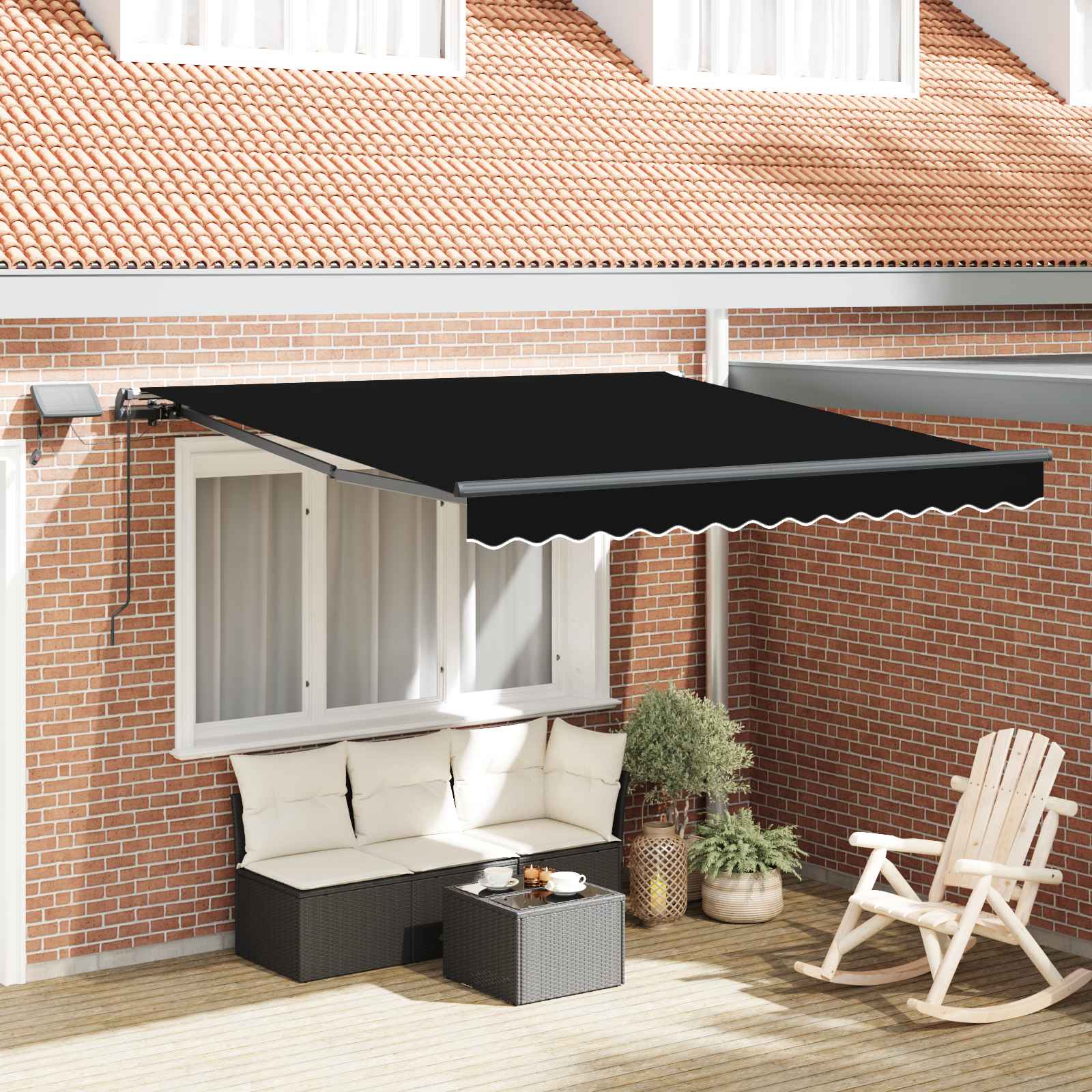 Toldo Retráctil Negro 300 X 250 Cm Tela Y Aluminio_1