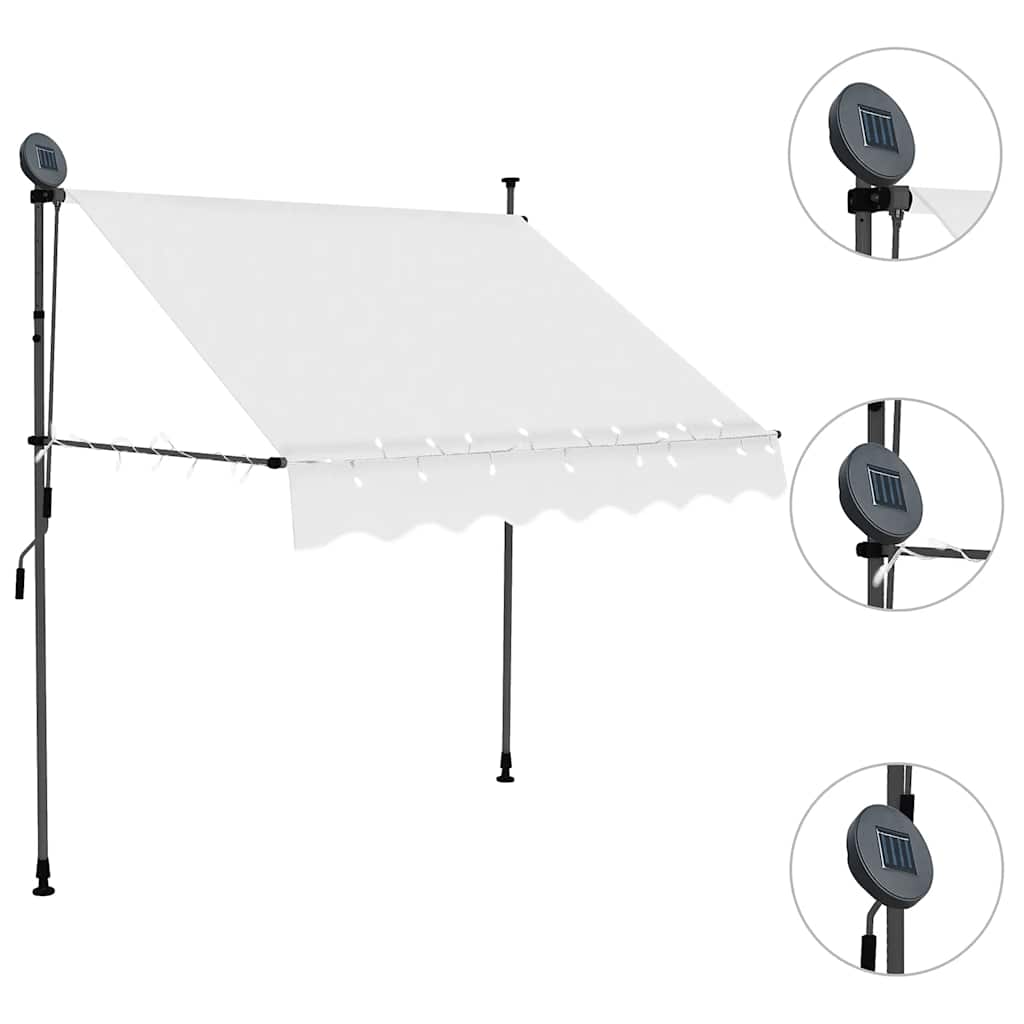 Toldo Manual Retráctil Con Led Crema 200 Cm_2