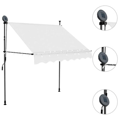 Toldo Manual Retráctil Con Led Crema 200 Cm_2