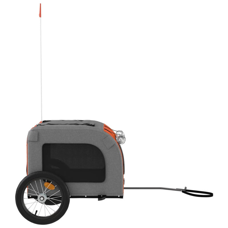 Vidaxl Remolque De Bicicleta Mascotas Hierro Tela Oxford Naranja Gris_5