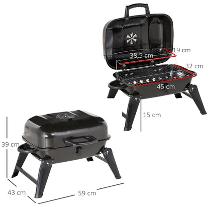 Outsunny Barbacoa De Carbón Portátil Plegable Al Aire Libre Acampada 59x43x39cm_2