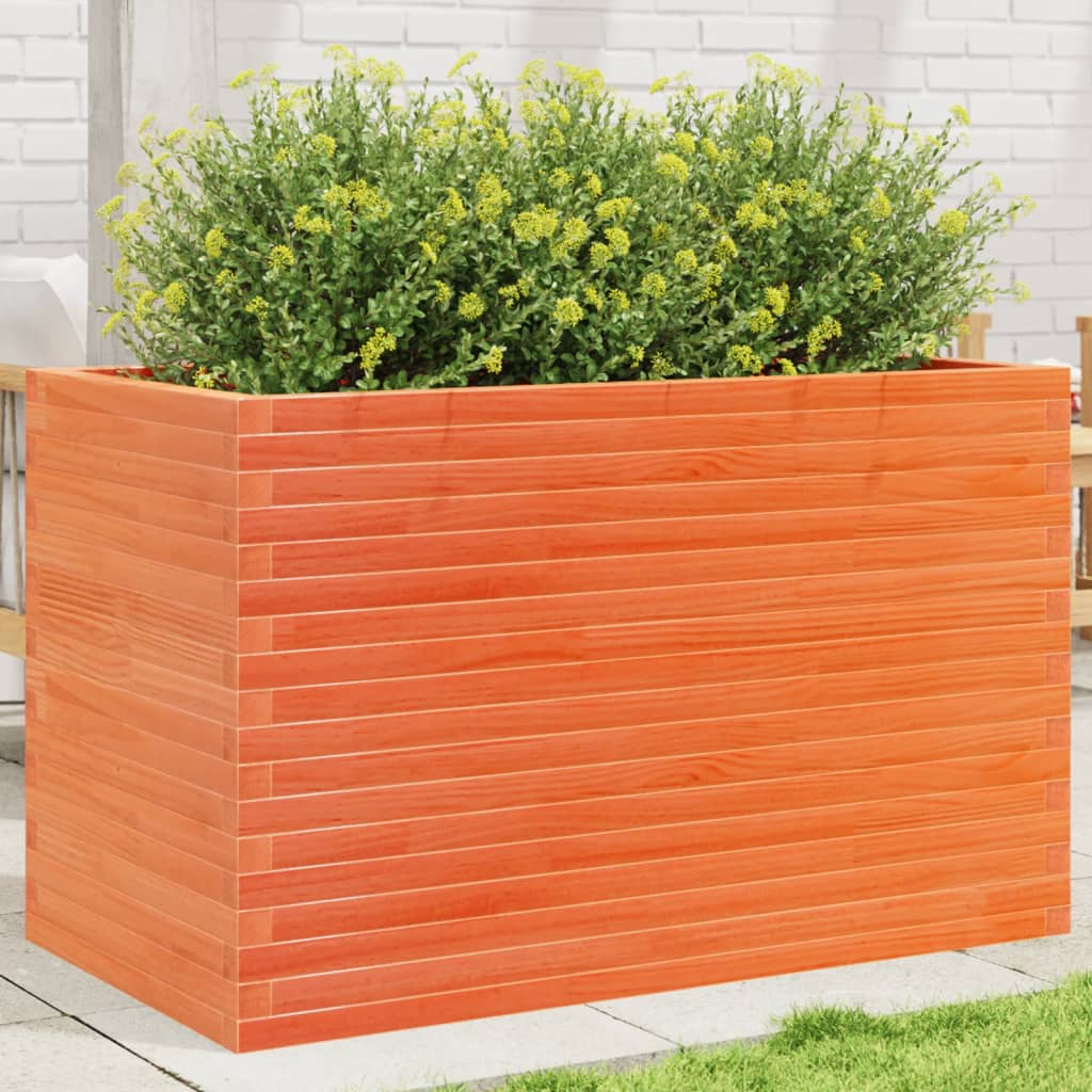 Jardinera Madera Maciza De Pino Marrón Cera 110x60x68,5 Cm_1