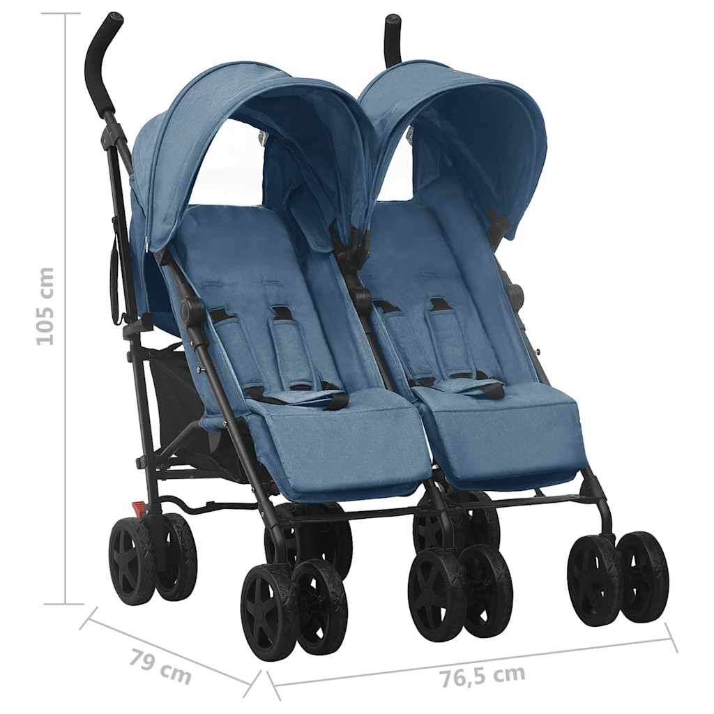 Vidaxl Carrito Para Gemelos De Acero Azul Marino_2