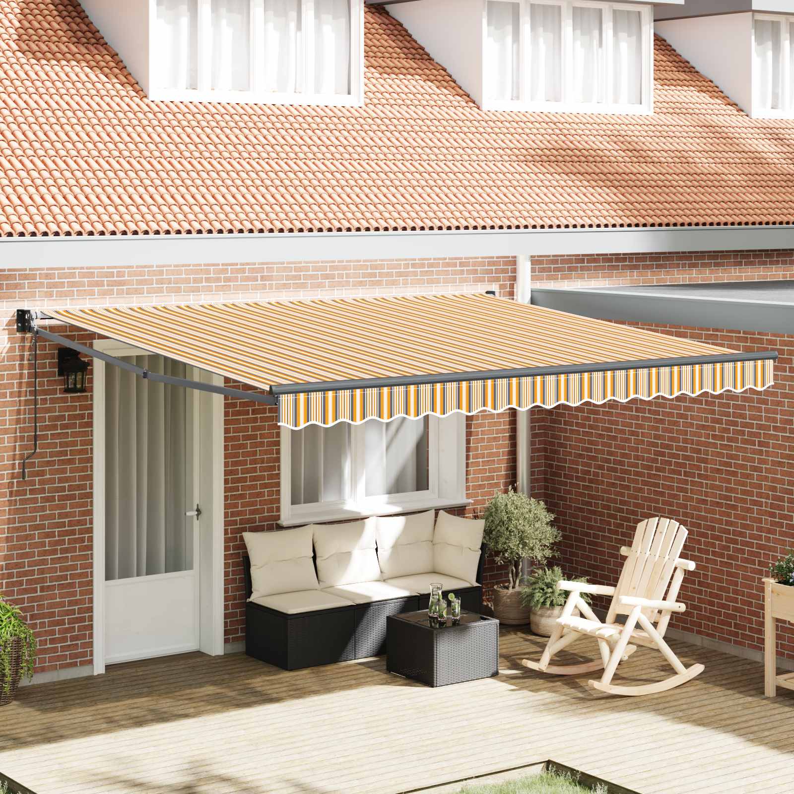 Toldo Retráctil Multicolor 400 X 300 Cm Poliéster Y Metal_1