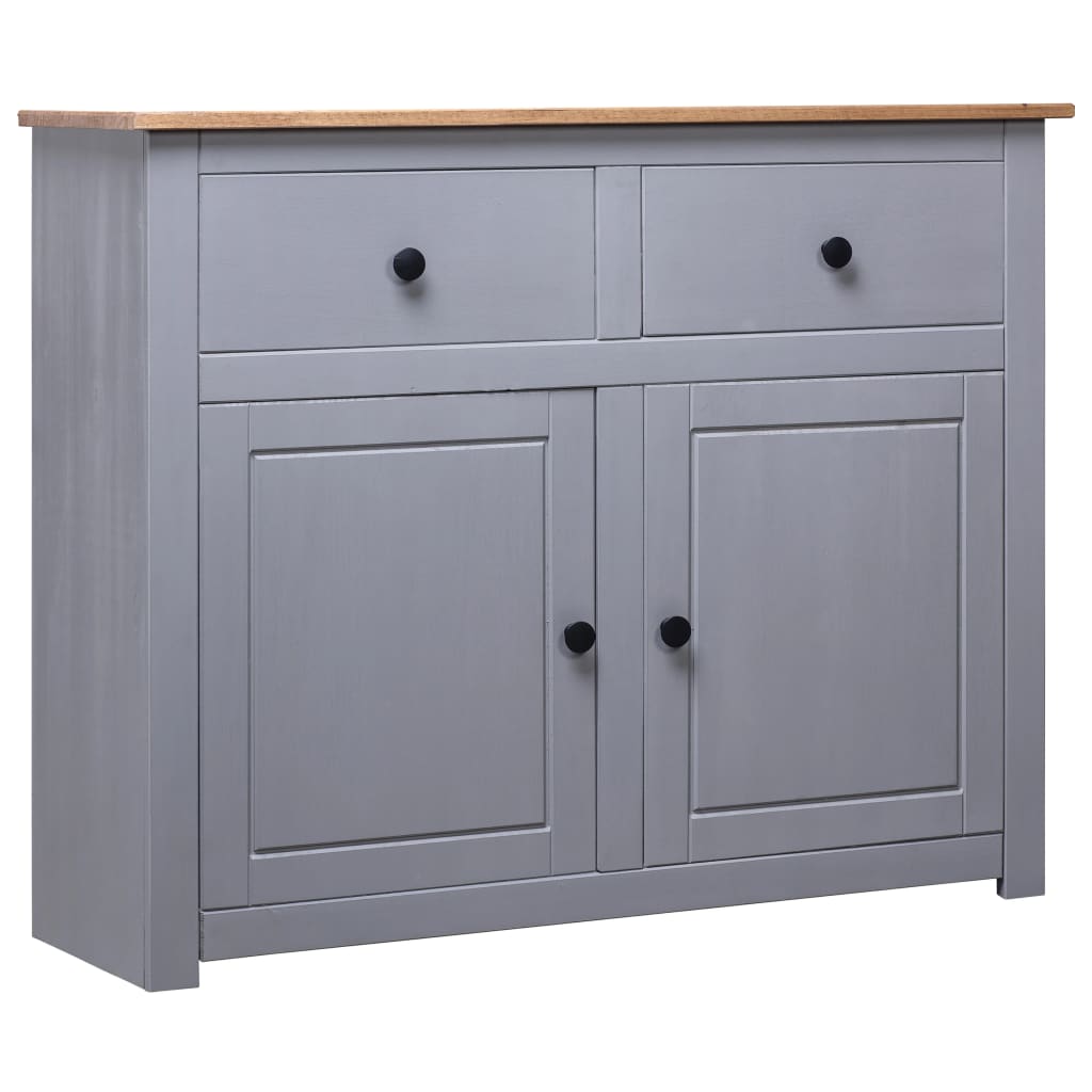 Aparador De Madera Maciza Pino Estilo Panamá Gris 93x40x80 Cm_0