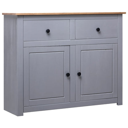 Aparador De Madera Maciza Pino Estilo Panamá Gris 93x40x80 Cm_0