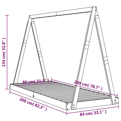 Vidaxl Estructura De Cama Para Niños Madera De Pino Negro 80x200 Cm_2