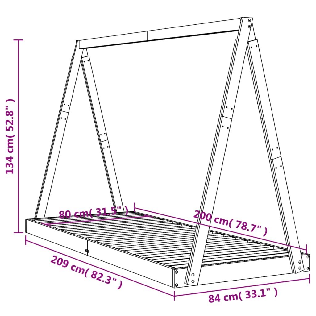 Vidaxl Estructura De Cama Para Niños Madera De Pino Blanco 80x200 Cm_2