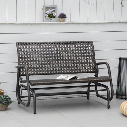 Outsunny Mecedora De Ratán De 2 Plazas Para Jardín Marco De Metal Marrón_1