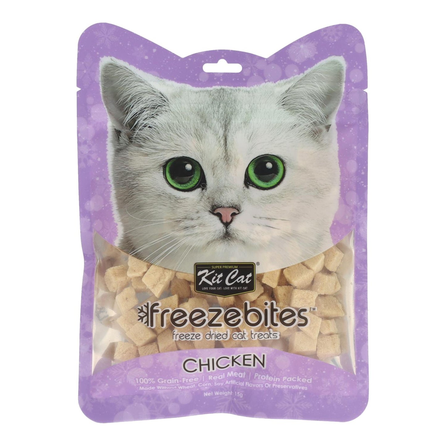 Kit Cat FreezeBites - Pollo 15 g Snack liofilizado natural para gatos