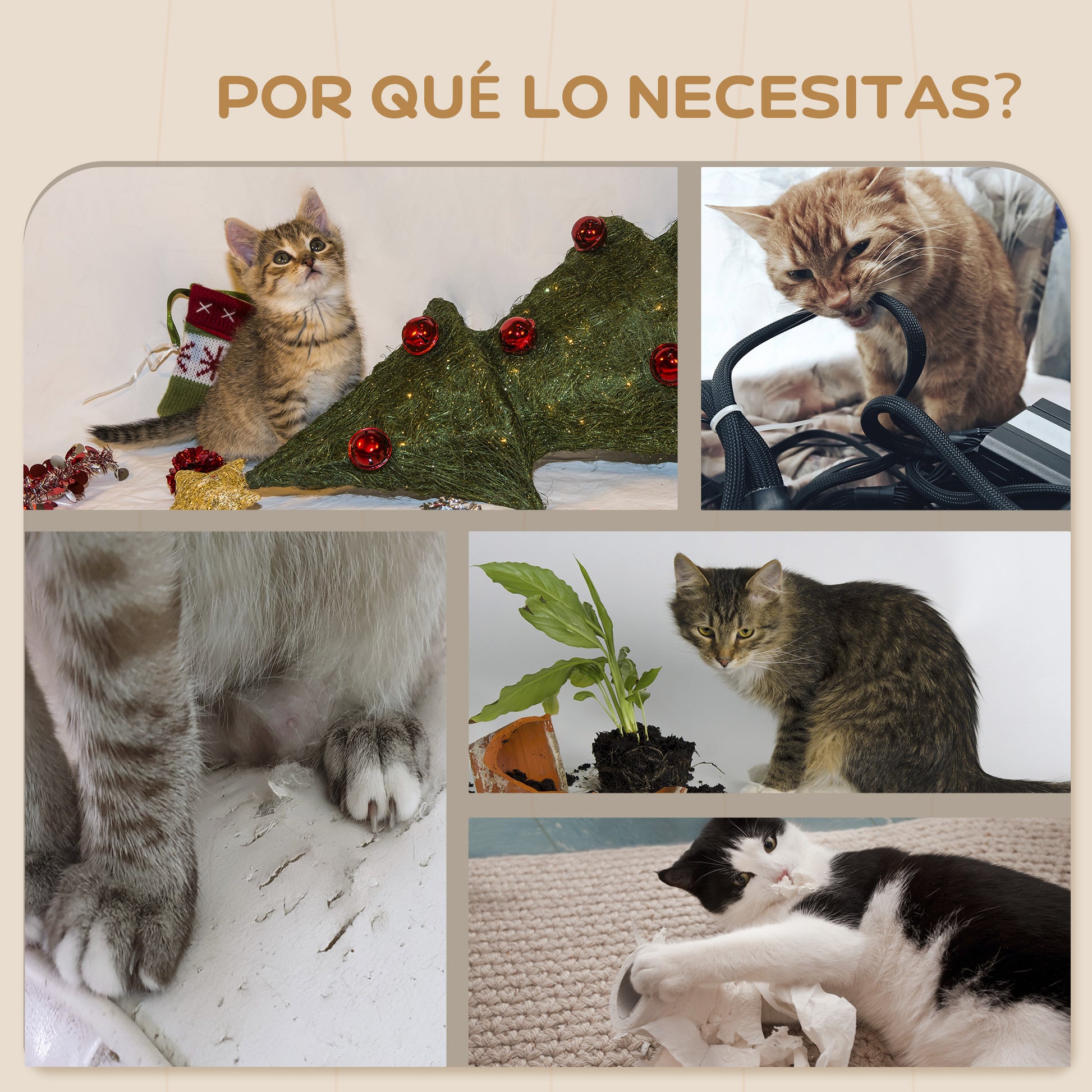 Pawhut Estante De Escalada Para Gatos De Pared Con Hamaca Nido Plataformas Gris_5