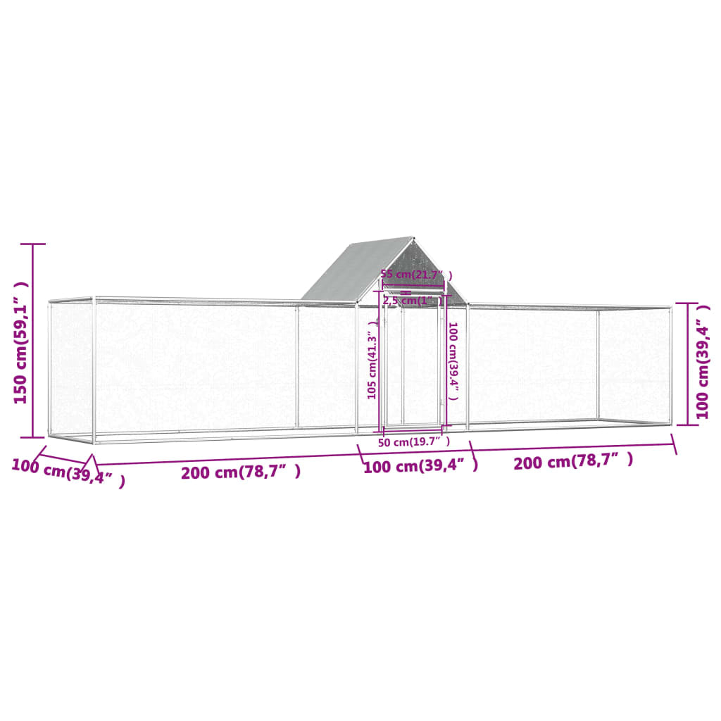 Vidaxl Gallinero Acero Galvanizado 5x1x1,5 M_2