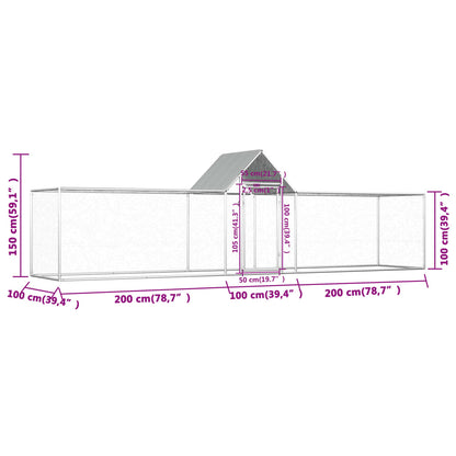 Vidaxl Gallinero Acero Galvanizado 5x1x1,5 M_2
