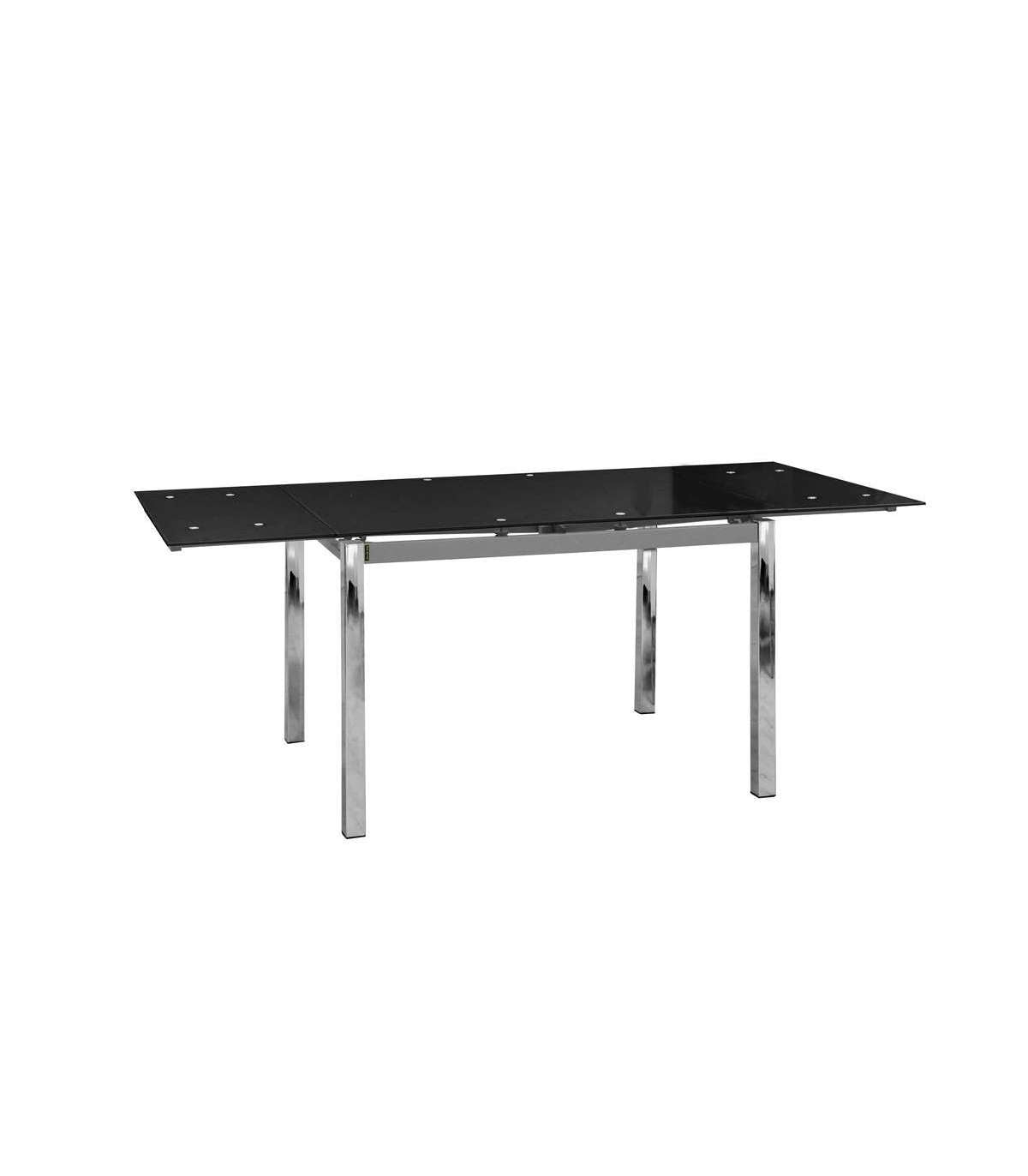 Mesa Para Cocina, Comedor Extensible Md-topo Acabado Cristal Negro, 120/200cm(ancho) 75cm(altura) 90cm(fondo)._2