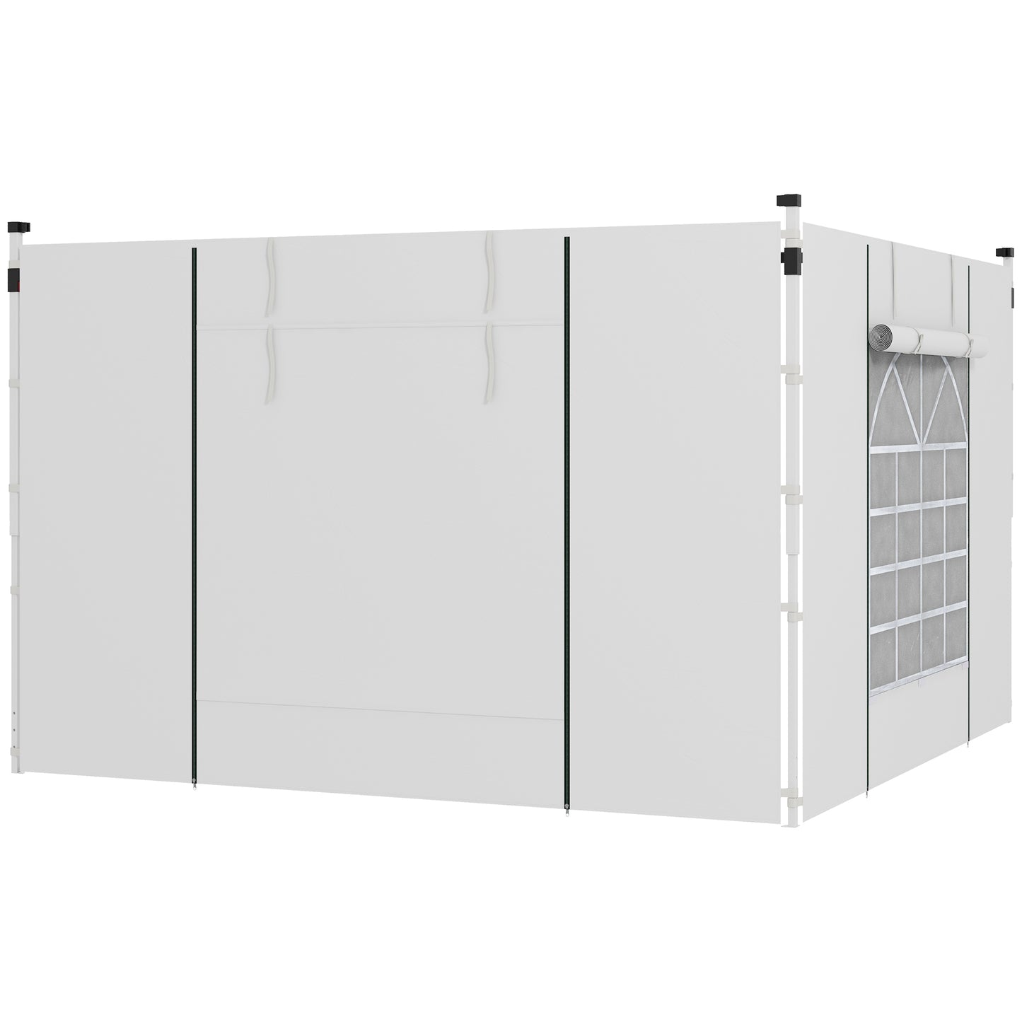 Outsunny Paredes Laterales Para Carpa De 2 Paneles 295x195 Cm Con Ventana Blanco_0