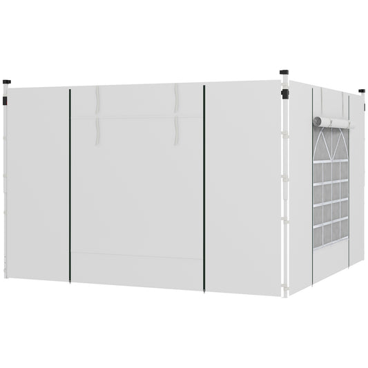Outsunny Paredes Laterales Para Carpa De 2 Paneles 295x195 Cm Con Ventana Blanco_0